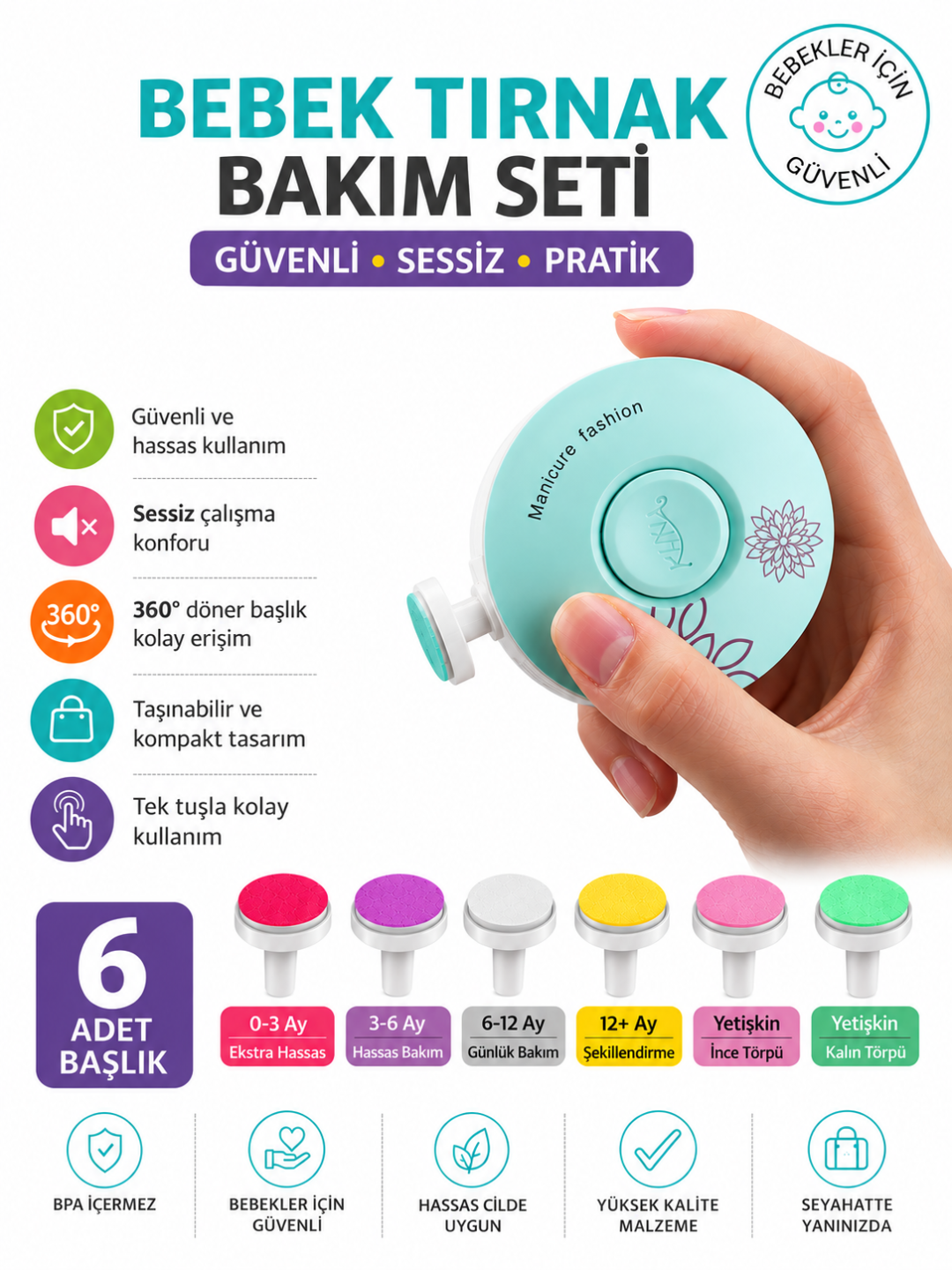 Yetişkin Çocuk Yenidoğan Bebek Dönerli Pilli Tırnak Kesme Törpüleme Ve Bebek Bakım Makinası