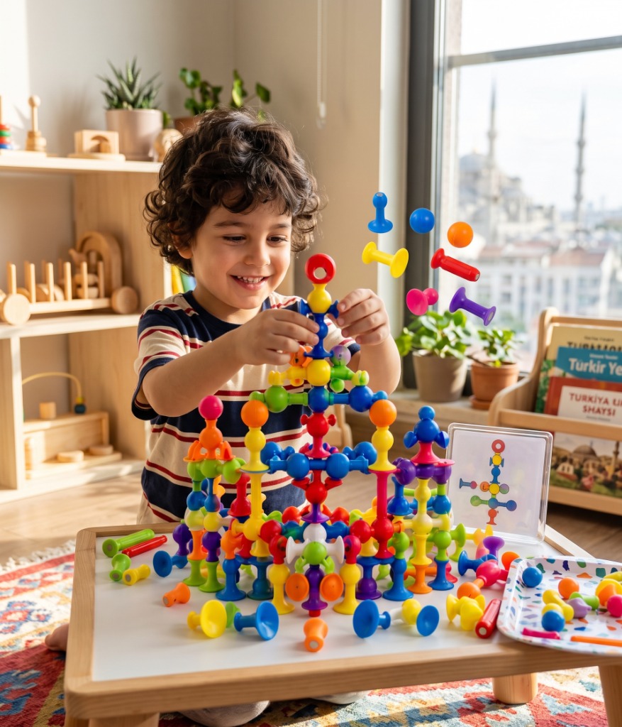 50Parça Vakum Molekül Oyuncak Esnek Silikon Yapı Seti